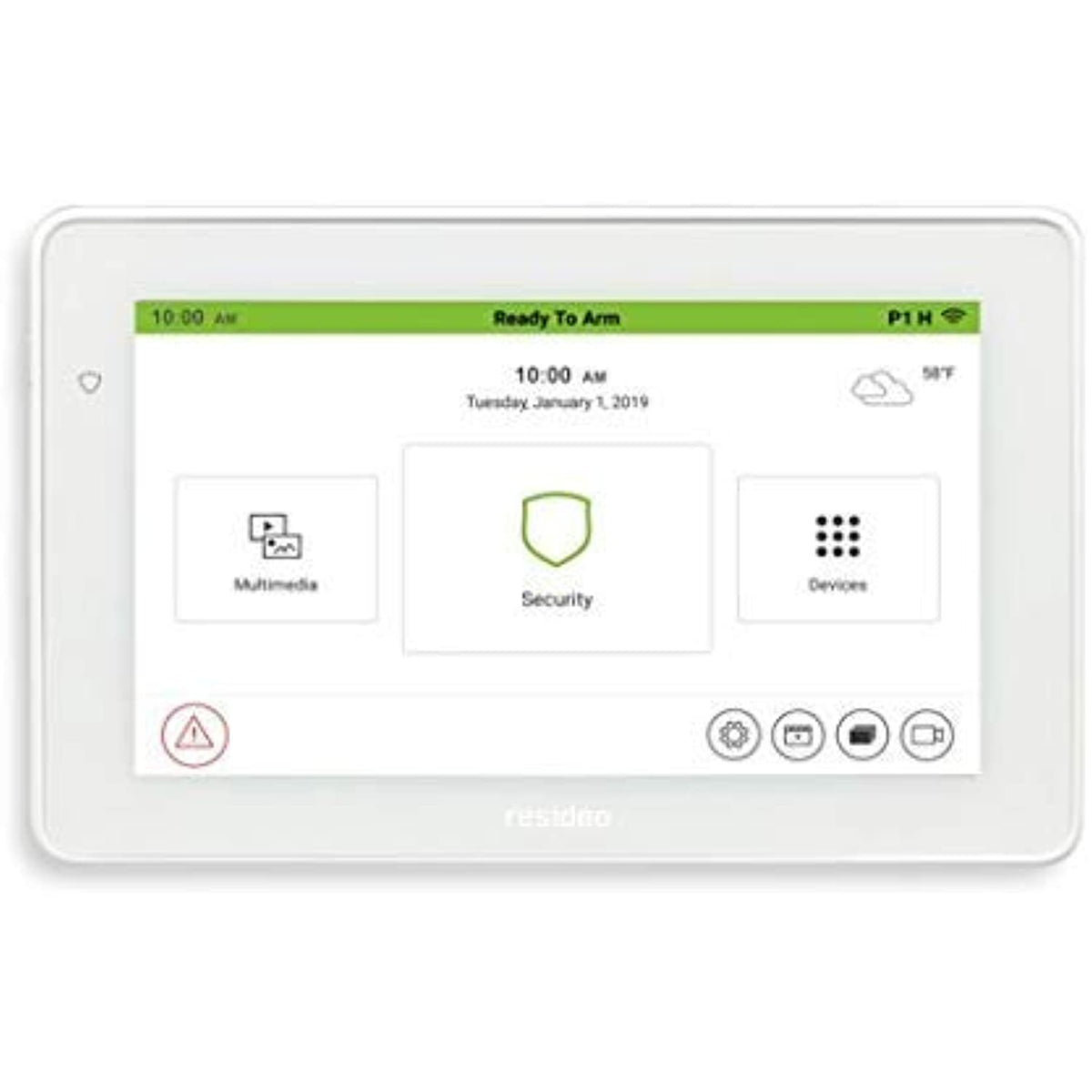 Smart home control panel with interface on a white background