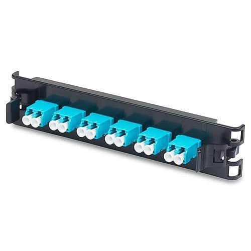 Belden FF3X12LD ECX Fiber Frame, OM3, 12-Port LC Duplex, Aqua Adapters