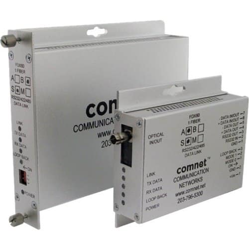 ComNet FDX60M1BM Small Size RS232/422/485 2W and 4W Bi-directional Universal Data Transceiver, mm, Fiber