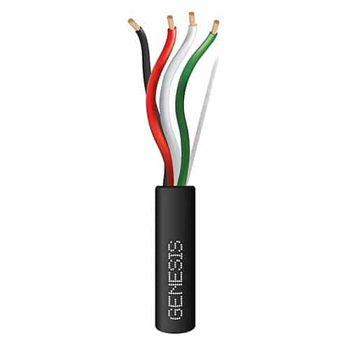 Genesis 52865008 14/4 Stranded Outdoor Audacious Speaker Cable, Unshielded, Direct Burial, CL3, CM, Sunlight Resistant, 500' (152.4 m), Reel, Black