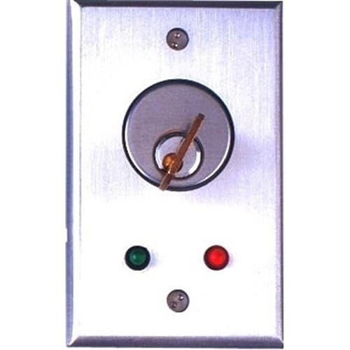 Camden CM-1120-7212 Key Switch, SPDT N.O. and N.C. Momentary, Red and Green 12V LEDs Mounted On Faceplate