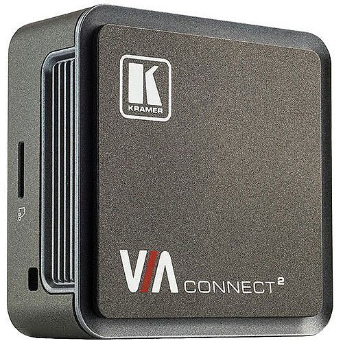 Kramer VIA Connect 2 device with logo on a gray background