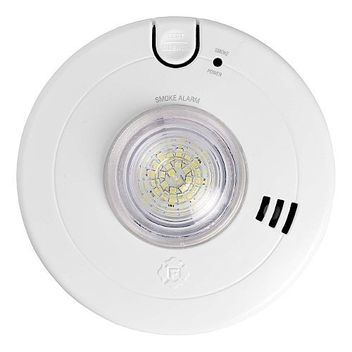 White smoke alarm with visible brand logo on a white background