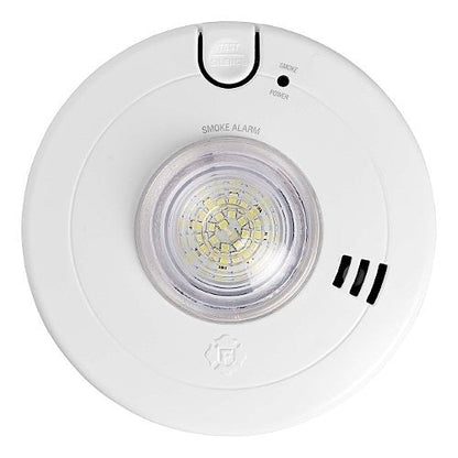 White smoke alarm with visible brand logo on a white background