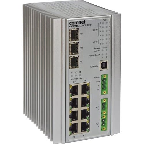 Network switch with multiple ports and Comnet branding on a white background