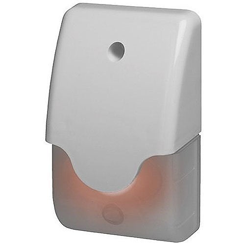 An alarm siren and strobe light combo on a white background