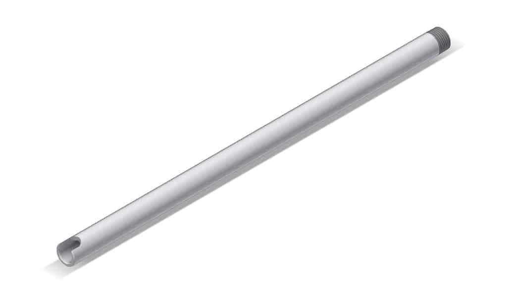 Silver cylindrical object on a white background