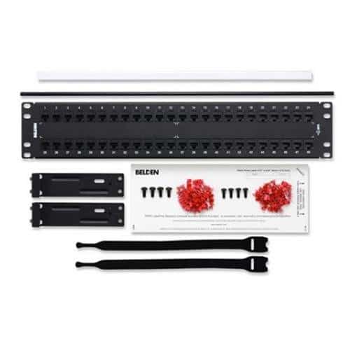 Belden AX103255 Cat KeyConect Patch Panel, 48-Port, 2U, Black