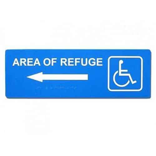 Alpha RSN7047L Area of Refuge Sign, Left Arrow, Blue