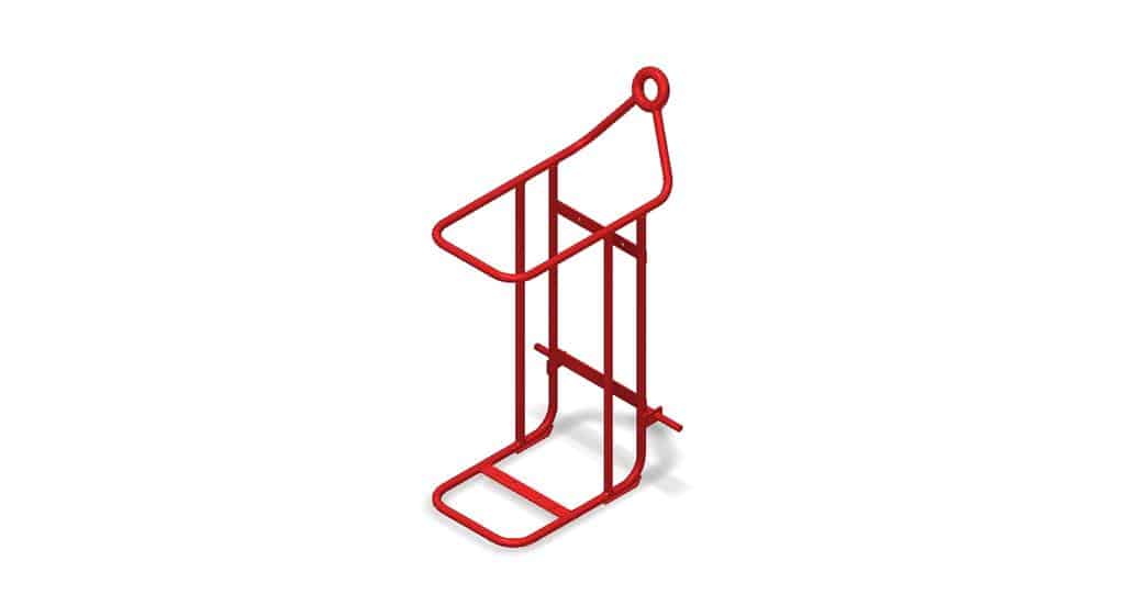 Red metal bracket on white background