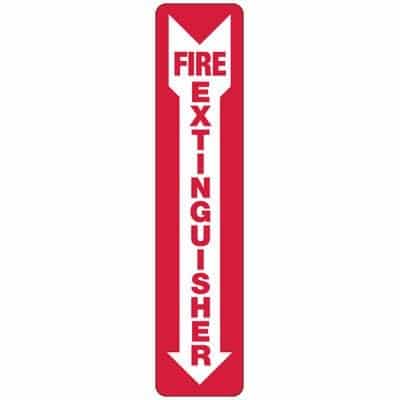 Self-adhesive Vinyl FIRE EXTINGUISHER Arrow Sign - 4" x 18"