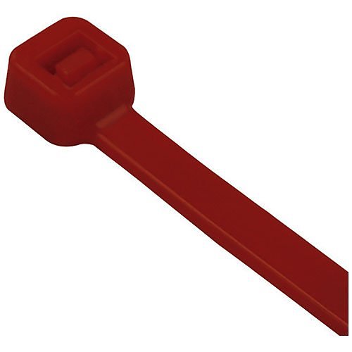 Red plastic component on a white background