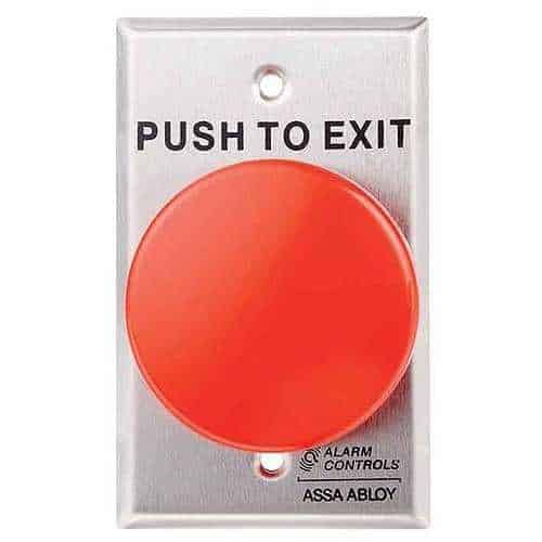 Alarm Controls TS-21R Request-to-Exit Station with 2-1/2" Red Push Button, Single Gang, 402 Stainless Steel