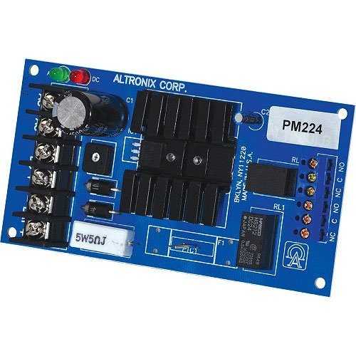 Altronix PM224 Linear Power Supply/Charger, Single Output, 24VDC @ .75A, 24VAC, Board