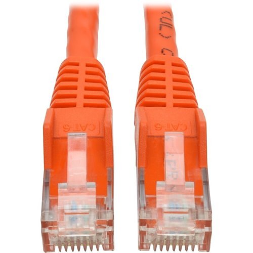 Tripp Lite N201-001-OR CAT6 Snagless Molded Gigabit Ethernet Cable, UTP, RJ45 M/M, 1' (30.5cm), Orange