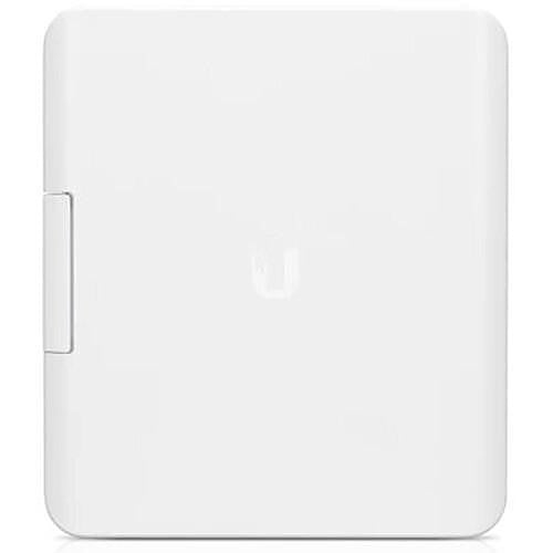 White electronic device with a logo on a white background