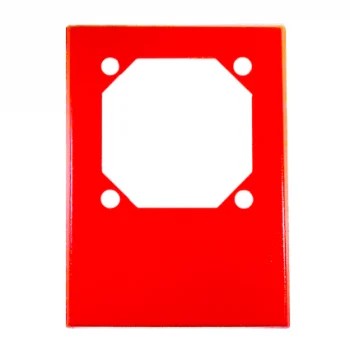 Red rectangular frame with a white central square on a white background