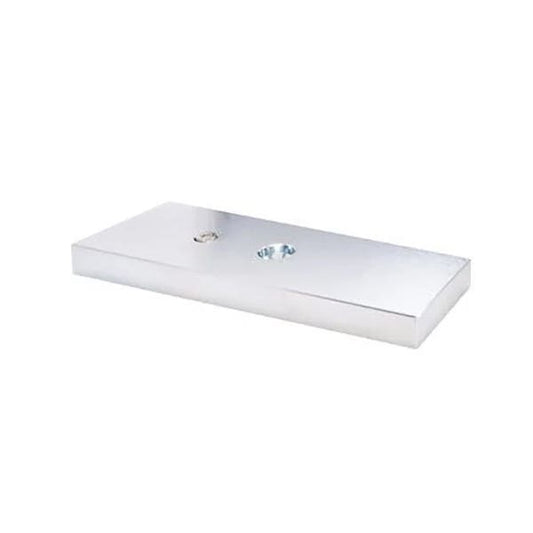A rectangular silver metal mounting plate with two circular holes, shown on a plain white background.