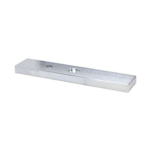 A rectangular silver metal block with pre-drilled holes, shown on a plain white background.