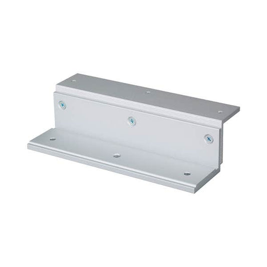 A silver aluminum bracket with pre-drilled holes and three visible screws, shown on a plain white background.