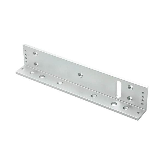 A silver metal mounting bracket with pre-drilled screw holes, shown on a plain white background.