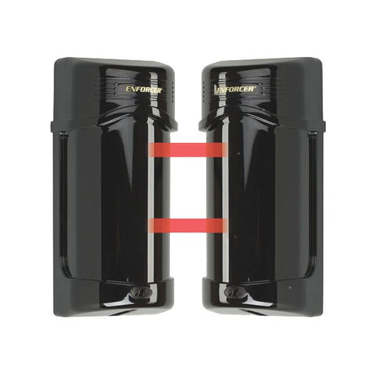 Two black cylindrical EVFORCE battery modules connected by red straps, shown against a plain white background.