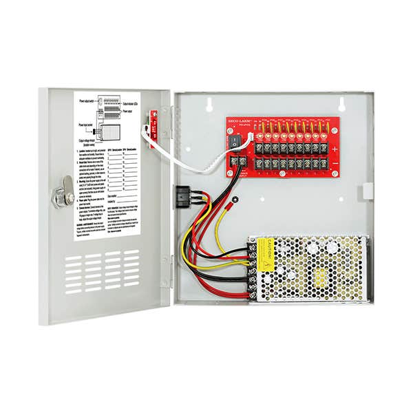 Seco-Larm PC-U0910-PULQ 9 Output/10 Amp/12VDC Power Supply in Cabinet-PTC Outputs