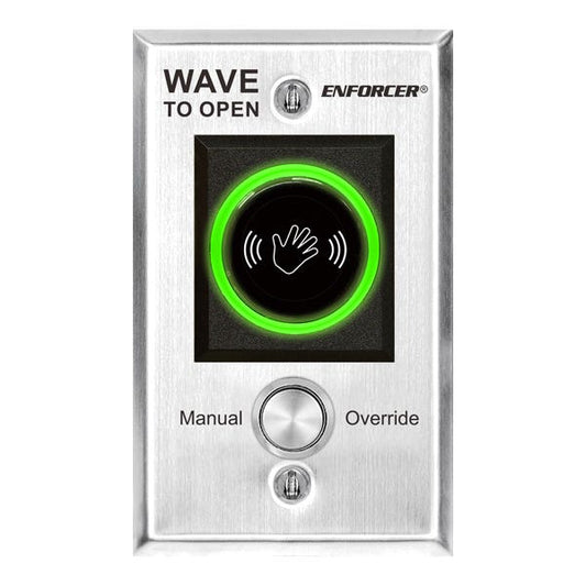 Electronic door opener with green light indicator on a white background