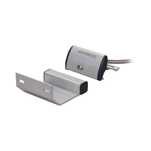 Metallic device with 'Enforcer' branding on a white background