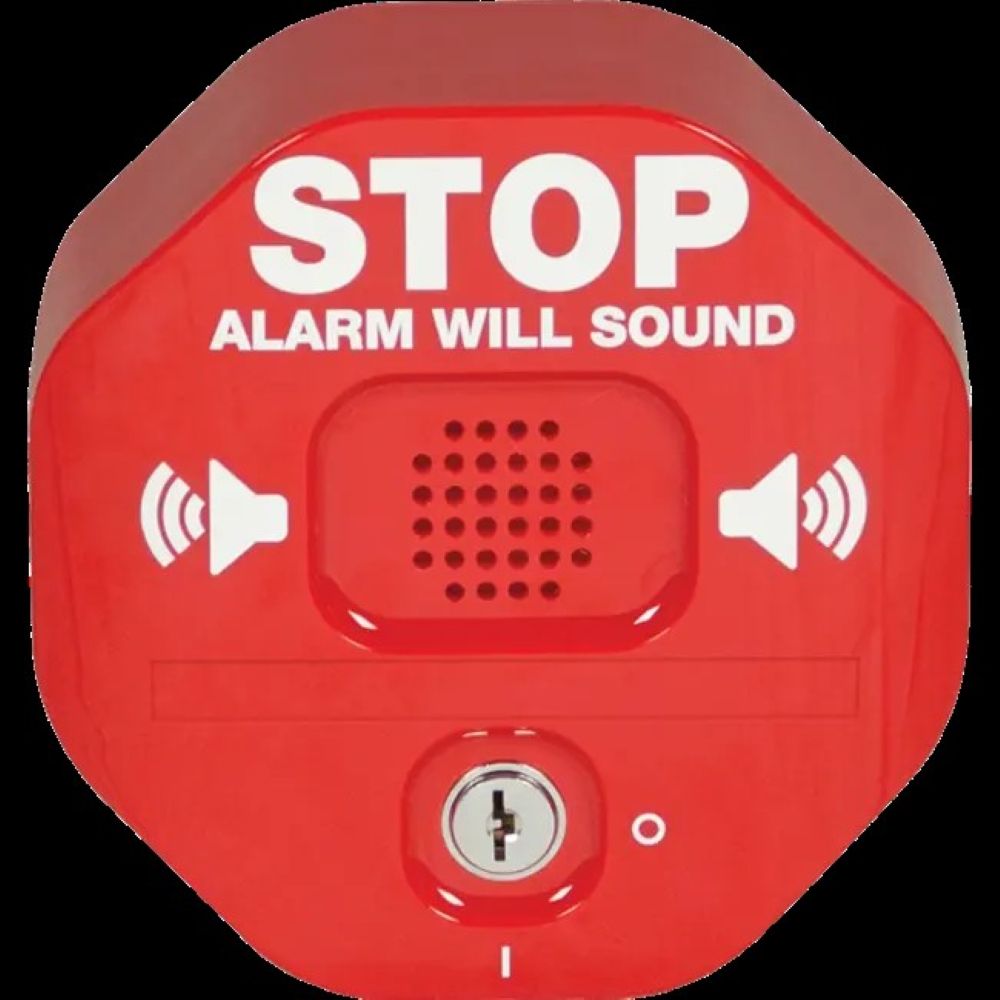 STI 6400 Exit Stopper Multifunction Door Alarm, Red