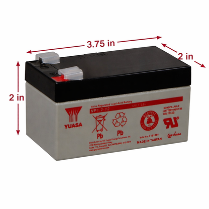 Yuasa NP1.2-12 12V, 1.2Ah Rechargeable SLA Battery, Terminals