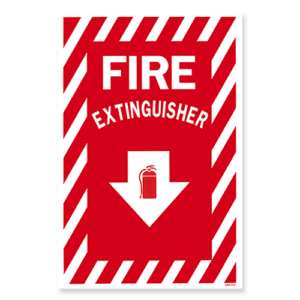 fire extinguisher sign pop out arrow