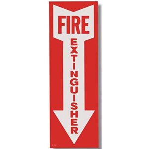 fire extinguisher sign down arrow