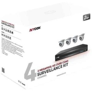 Avycon AVK-TL91E4-1T 4 Channel DVR, 1TB HDD with 4 x 2.1 Megapixel IR Turret Dome Cameras, 3.6mm Lens