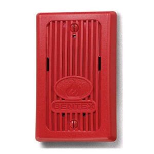 Gentex GX93-PR 12/24VDC Mini-Horn, Continuous or Temporal 3 Sounder, PLAIN (no lettering), Red Faceplate