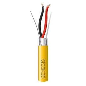 Genesis 46061002 16 AWG 2C Solid Shielded Plenum Fire Cable, Yellow, 1000 ft. Reel