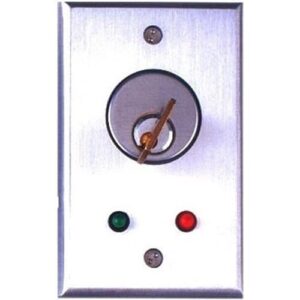 Camden CM-1190-7224 Key Switch, DPDT Maintained, Red and Green 24V LEDs Mounted on Faceplate