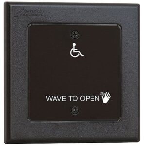 Wave to open and Wheelchair Icon SureWave Hybrid Battery Powered Touchless Switch