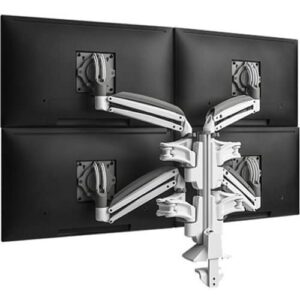 Column Desk Mount with Low-Profile Quad Monitor Arms