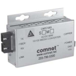 ComNet CNFE1002SAC1B-M Small Media Converter, B, ST Connector, AC/DC Power, Single Mode, 1 Fiber, 100Mbps
