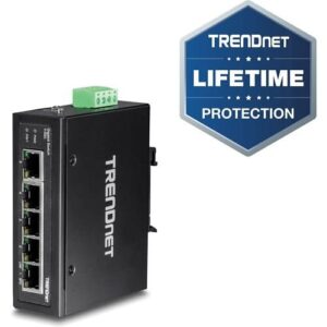 TRENDnet TI-G50 5-Port Hardened Industrial Gigabit DIN-Rail Switch, 10Gbps