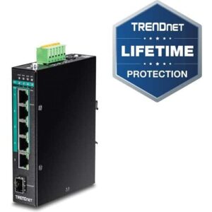 TRENDnet TI-PG541I 6-Port Hardened Industrial Gigabit PoE+ Layer 2 Managed DIN-Rail Switch