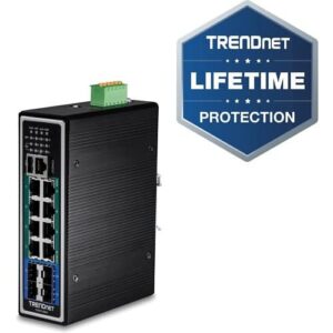 TRENDnet TI-PG1284I 12-Port Hardened Industrial Gigabit PoE+ Layer 2+ Managed DIN-Rail Switch