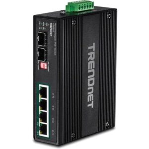 TRENDnet TI-PG62B 6-Port Industrial Gigabit PoE DIN-Rail Switch, 12-56V