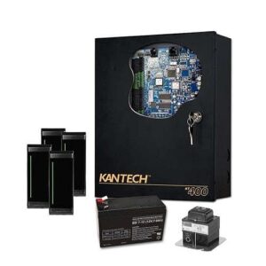 Kantech EK-400-SCM Access Control Expansion Kit, 7-Piece, (1) KT-400 Controller, (4) KT-MUL-SC Readers, (1) TR1675 Transformer, (1) KT-BATT-12 Battery