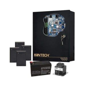 Kantech EK-403 Access Control Expansion Kit, 7-Piece, (1) KT-400 Controller, (4) P325XSF Readers, (1) TR1675 Transformer, (1) KT-BATT-12 Battery
