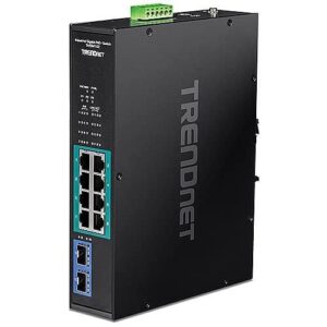 TRENDnet TI-PGM102 10-Port Industrial Gigabit PoE+ DIN-Rail Switch