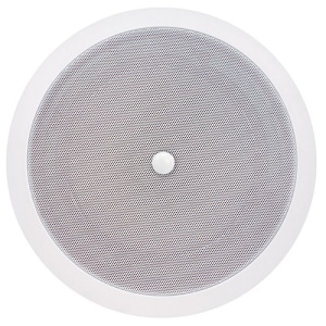 Speco SPG86TC 8" 70/25V Modern Grille In-Ceiling Speaker with Volume Control Knob, Off-White