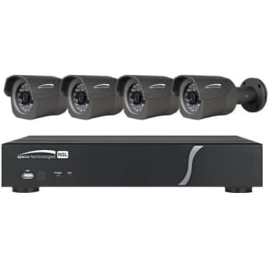 Speco ZIPL4B1 5-Piece Surveillance Kit, (4) O4VB1 4MP Bullet IP Cameras, (1) N4NRL 4-Channel PoE NVR, 1TB HDD