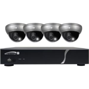 Speco ZIPT471 HD-TVI Video Surveillance 5-Piece Kit, (1) D4VT1TB 4-Channel DVR, 1TB HDD, (4) HT7246T 2MP Intensifier Dome Cameras, Dark Gray
